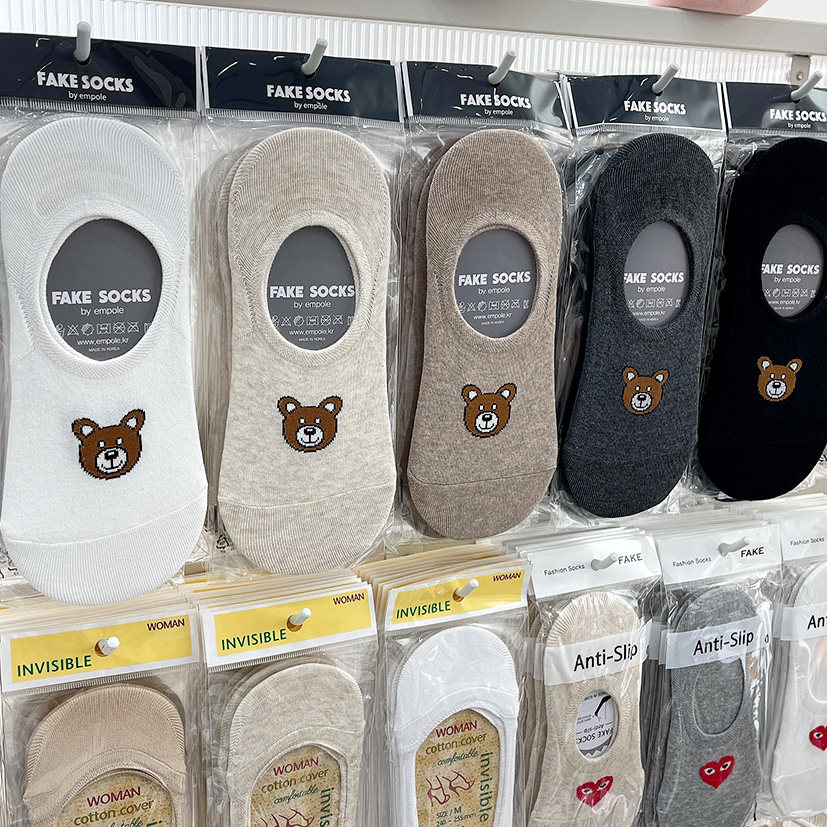 韩国东大门男袜卡通可爱小熊防滑隐形不掉跟袜套夏季薄款浅口船袜