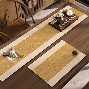 桌旗中式禅意茶席茶桌垫布沥水垫吸水垫子防水茶垫茶台隔热桌垫子