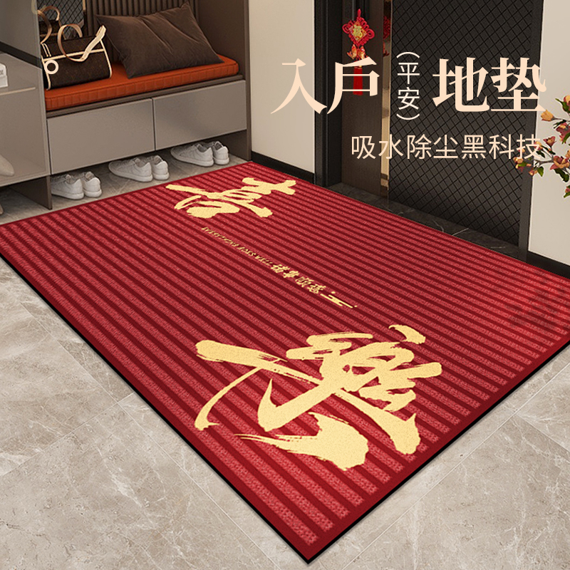 入户地垫高级感进门大门口耐脏防滑地毯家用红色玄关脚垫2025新款