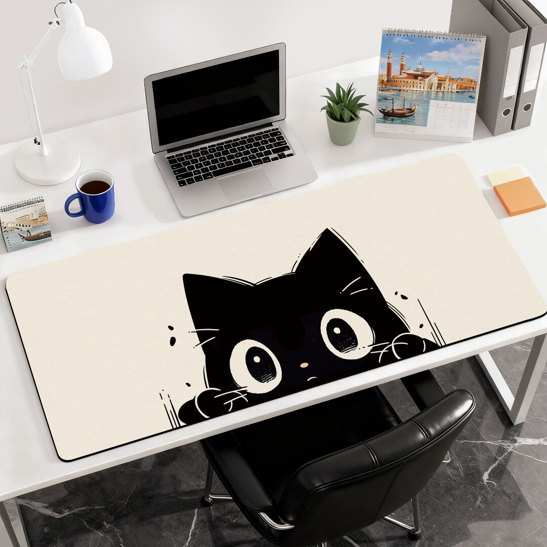 猫咪可爱卡通大号鼠标垫超大黑色键盘电竞女生键盘垫桌面男生桌垫