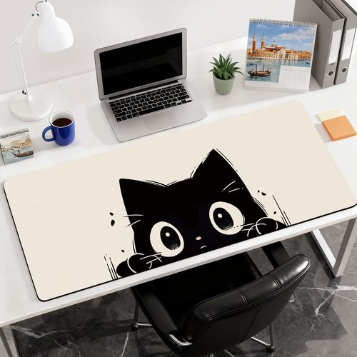 猫咪可爱卡通大号鼠标垫超大黑色键盘电竞女生键盘垫桌面男生桌垫