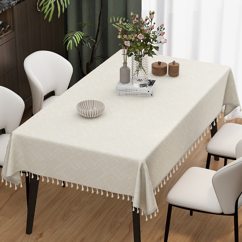 桌布轻奢高级感简约长方形餐桌布防水防油免洗防烫客厅茶几台布垫