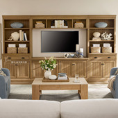 美式 乡村复古风实木电视柜原木色储物柜客厅落地多功能组合电视柜