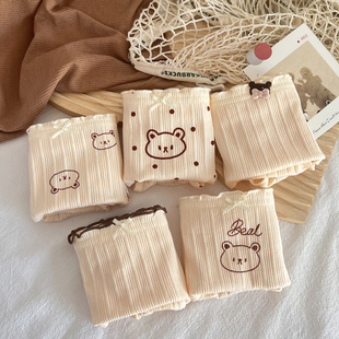 内裤 女纯棉裆肤色小熊可爱卡通甜美少女日系韩系简约纯色学生