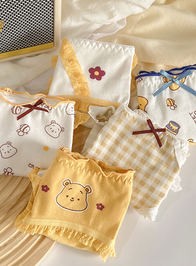 内裤女纯棉裆黄色学生日系少女风全棉裆卡通韩系风高颜值舒适大码