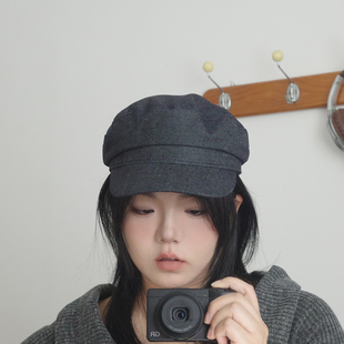 小物商店 极简丹宁牛仔四季百搭款日系千禧风平顶军官帽 包邮