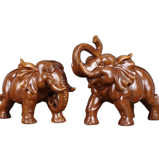 招财大象摆件一对客厅家居玄关办公室桌公司店铺乔迁开业树脂礼品