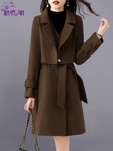 Осенняя демисезонная куртка, шерстяной комплект, модное осеннее платье, юбка, 12 года, изысканный стиль, яркий броский стиль, в западном стиле