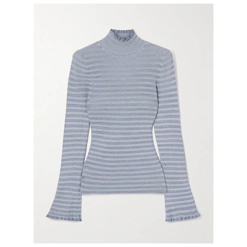 pswl Proenza Schouler White Label Phyllis 荷叶边条纹罗纹针
