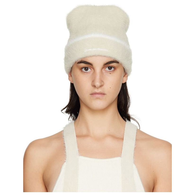 jacquemus 灰白色 le bonnet neve 毛线帽女