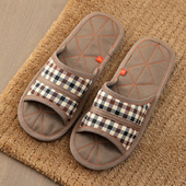 静音可机洗懒人舒服防臭脚托鞋 家居韩国地板纯棉男士 鞋 然艺布拖鞋