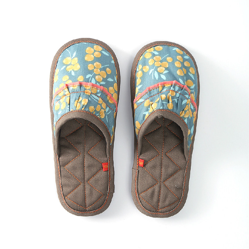 然艺布艺拖鞋居家室内地板纯棉布底静音女士可机洗秋冬季懒人透气