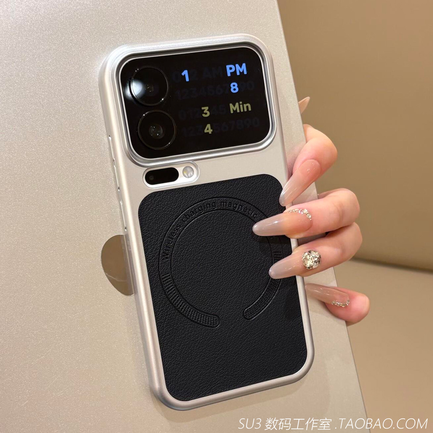 高档黑色荔枝纹磁吸充电适用小米18pro手机壳18promax拼接素皮17防指纹Ultra红米K100pro电镀硬壳保护套新款