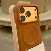 磁吸充电适用k90小米17promax手机壳15黄棕色14ultra羊巴皮绒布Turbo4红米K80至尊版 K70皮质半包Magsafe简约