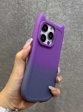 nova12紫灰色11渐变10/9晕染猫耳朵适用Pura70华为mate60pro手机壳+加厚40荣耀50气囊防摔p60磨砂硬壳ultra女