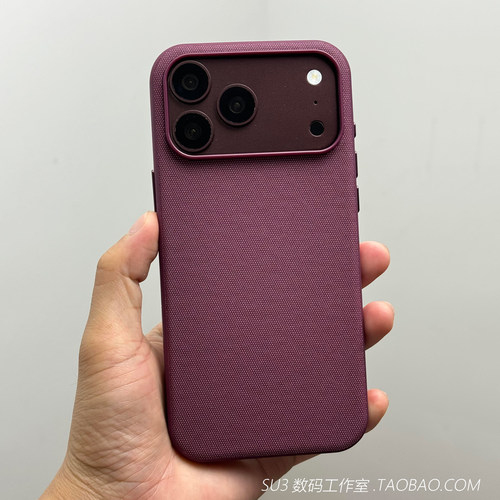 勃垦地酒红色科技织物壳17pro适用iPhone苹果18promax手机壳16布纹Magsafe磁吸15plus防摔14耐脏13硬背板软边