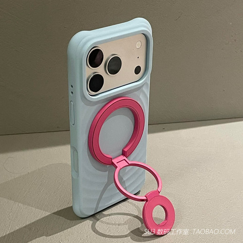 双面强磁吸三折叠支架旋转站立Air适用iPhone苹果17promax手机壳16pro波漾15plus液态硅胶14网红13指环扣高级