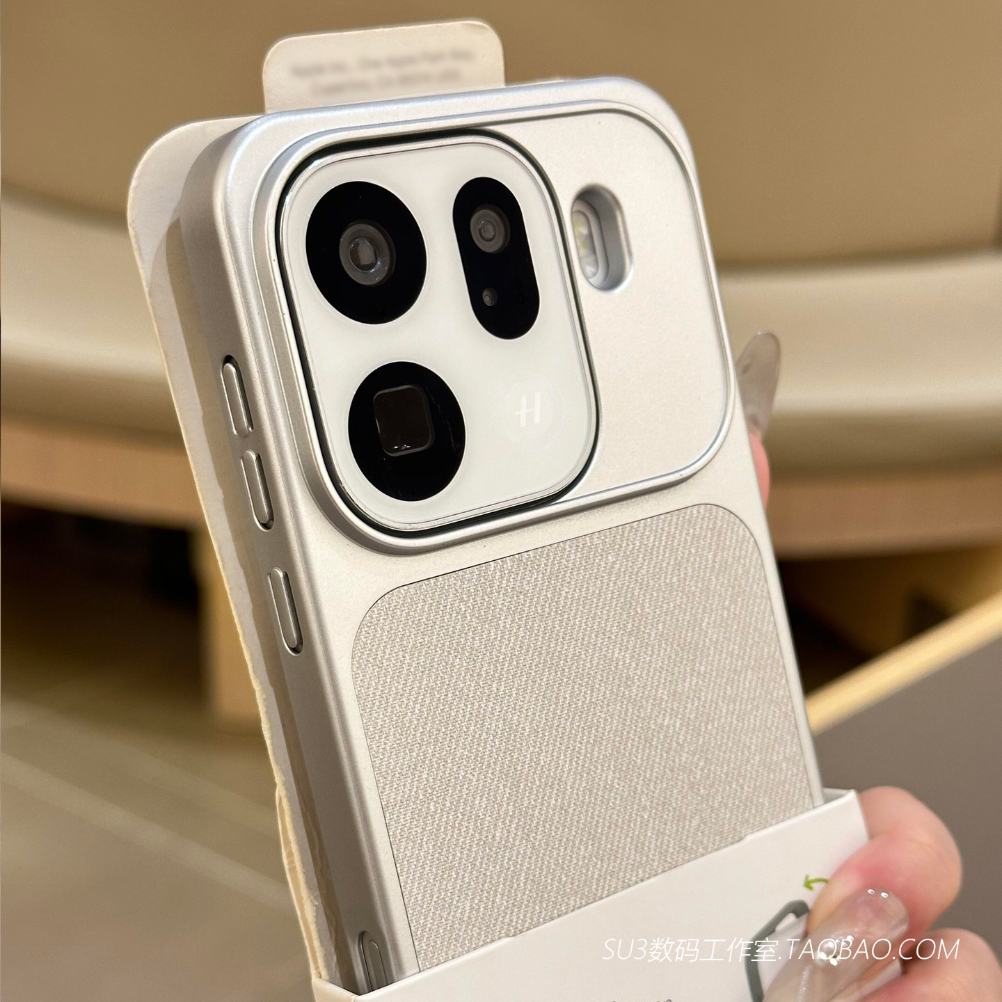米白色拼接亚麻毛麻布料纹磁吸适用oppoFindX9手机壳pro复古FindX8s+文艺简约ultra高端Reno13电镀硬壳防指纹