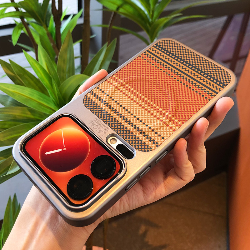 磁吸充电小米17proma适用小米17pro手机壳碳纤维凯夫拉纹橙色格子防摔高级感电镀钛黑色拼接硬壳简约散热男女