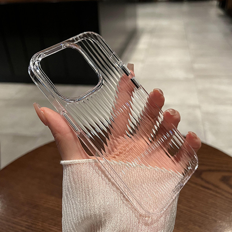 高透不发黄透明适用小米14/13pro手机壳ultra行李箱条纹红米K60至尊版全包硬壳magsafe磁吸清水瓦楞光栅大孔