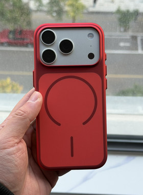 红色细圈磁吸适用iPhone17苹果17promax手机壳16简约15超薄14肤感13亚克力12硬壳magsafe男电镀漆高级新款女