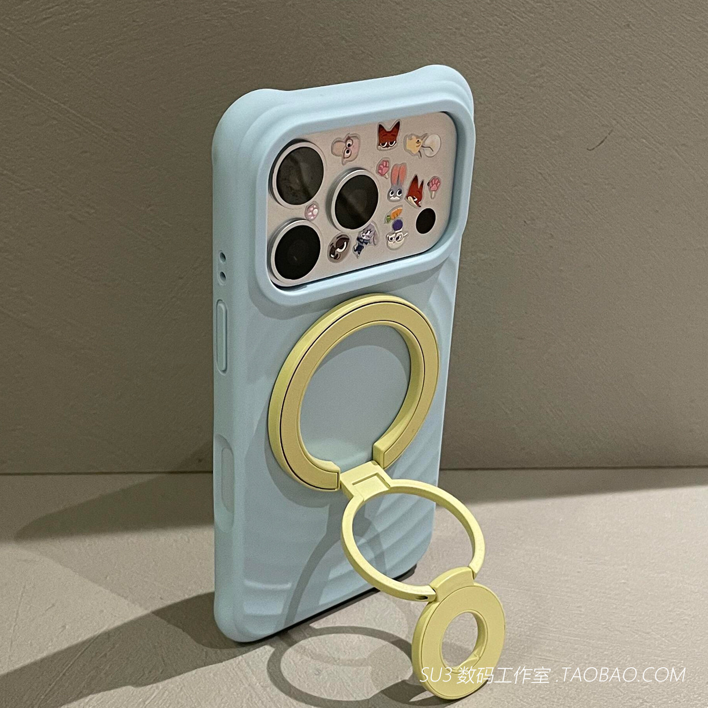 双面强磁吸三折叠支架站立Air适用iPhone苹果17promax手机壳16pro波漾15plus液态硅胶14网红13指环扣高级奶蓝