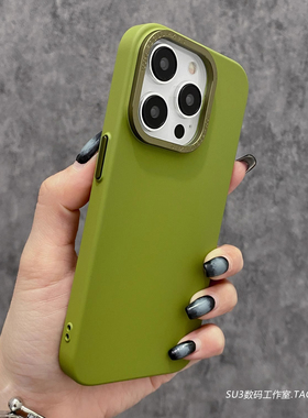 复古绿色全硬壳适用vivoX100手机壳X90pro金属镜头圈X90s按键撞色IQOO12爱酷pro纯色超薄大孔高级感防摔简约