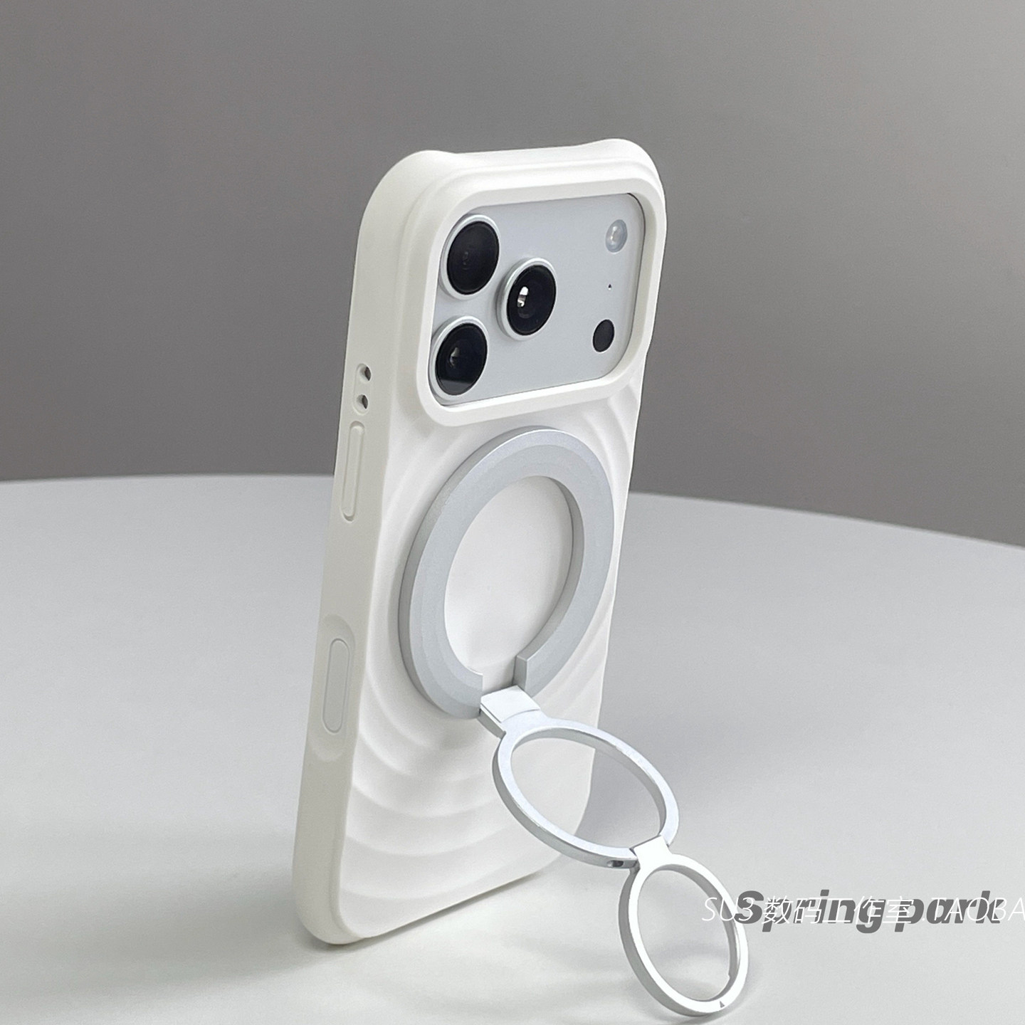 ins磁吸三折叠支架指环扣适用小米17promax手机壳17pro磁吸充电15波漾液态硅胶14不会发黄13耐脏白色简约防摔