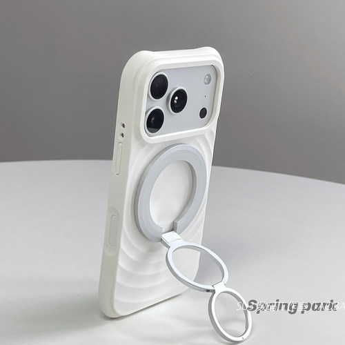 ins磁吸三折叠支架指环扣适用小米17promax手机壳17pro磁吸充电15波漾液态硅胶14不会发黄13耐脏白色简约防摔