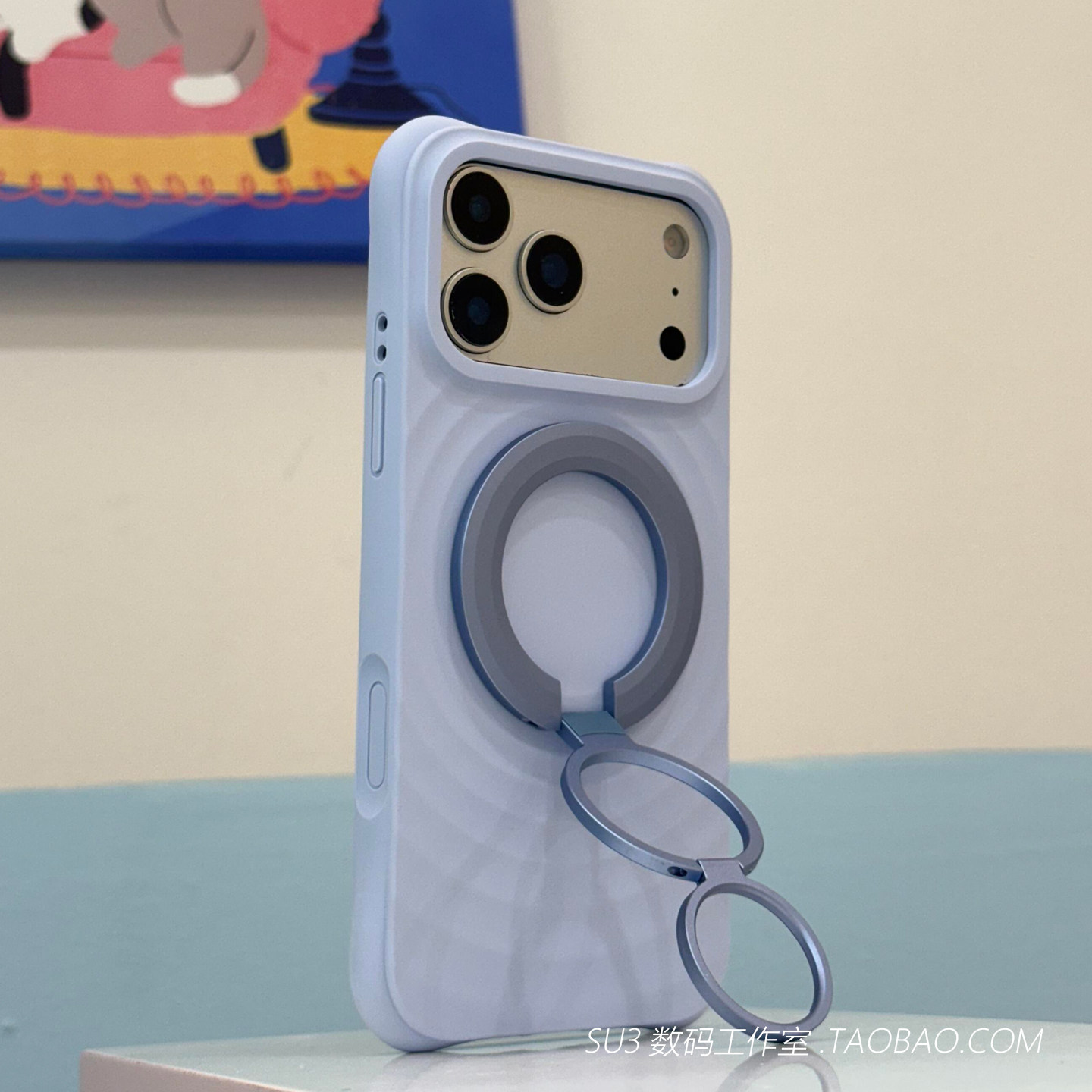 磁吸三折叠支架指环扣适用小米17promax手机壳17pro磁吸充电15波漾液态硅胶14不会发黄13耐脏奶蓝色防摔软糯