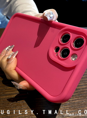 玫红适用小米14/13手机壳12Spro纯色11红米K60至尊版K50磨砂k40s软硅胶加高镜头note12pro气囊E厚防摔玫粉色+