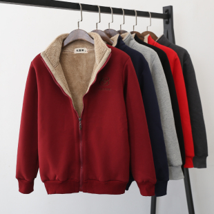 2021秋冬季新款加绒加厚拉链外套女宽松大码不带帽羊羔绒卫衣开衫