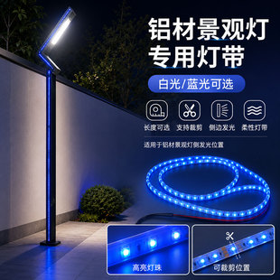 铝材景观灯专用灯带白光蓝光侧发光LED柔性灯条12v七字灯模组配件