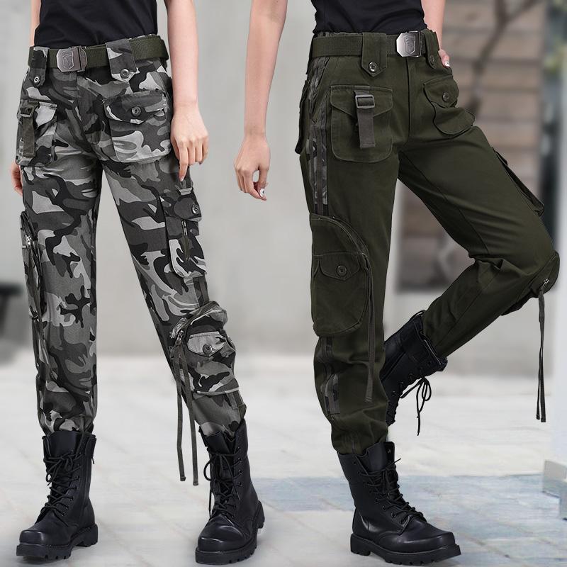 宽松直筒工装裤迷彩裤女长裤