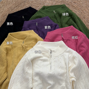 XM6001 厚实韩系多巴胺显瘦拉链毛衣 浪漫剧场