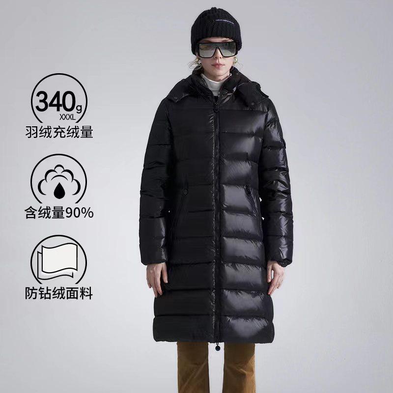 90%充绒340克3XL加厚羽绒服白鸭绒女中长款修身显瘦连帽韩版