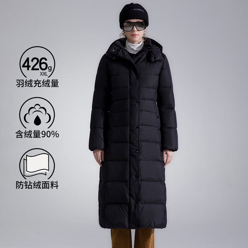 充绒348-426克超厚加厚修身羽绒服女中长款超长过膝显瘦韩版