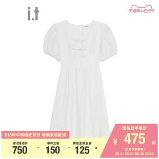 ab女装 泡泡袖 复古少女满幅提花短裙1171I 连衣裙休闲夏季 新品