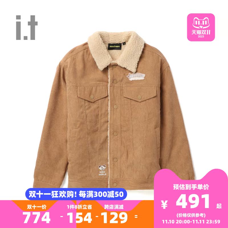 it Mini Cream女装翻领夹克秋冬美式复古饰logo图案2179X