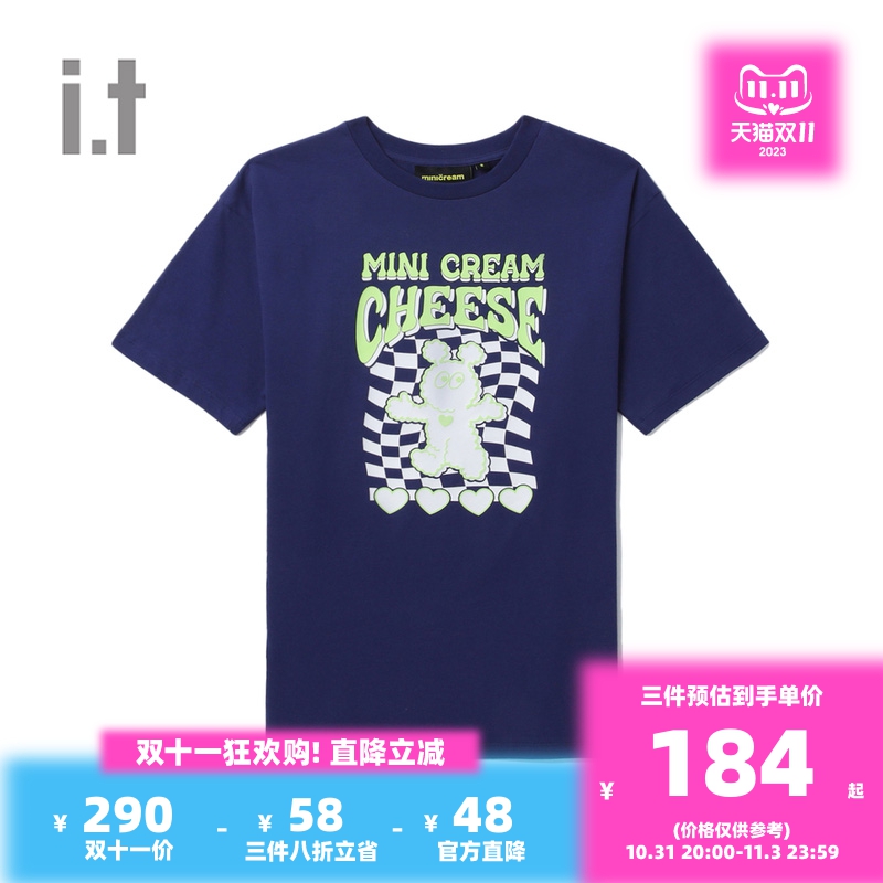 it Mini Cream女装短袖t恤2023春夏新品休闲时尚印花上衣3UM6