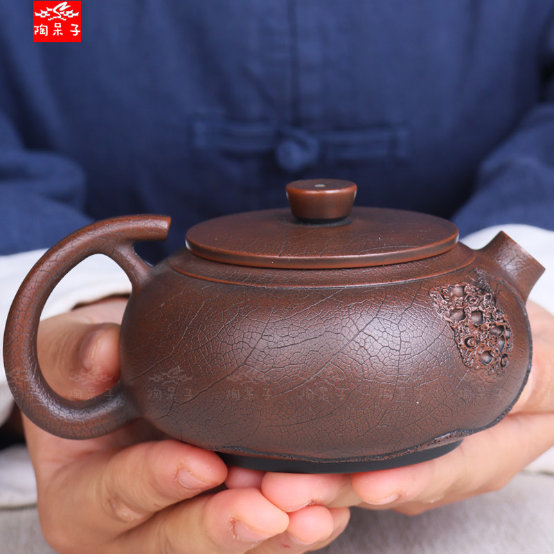 云南建水紫陶茶壶 纯手工功夫茶堆塑菩提纹太师莲子壶纯手工礼品