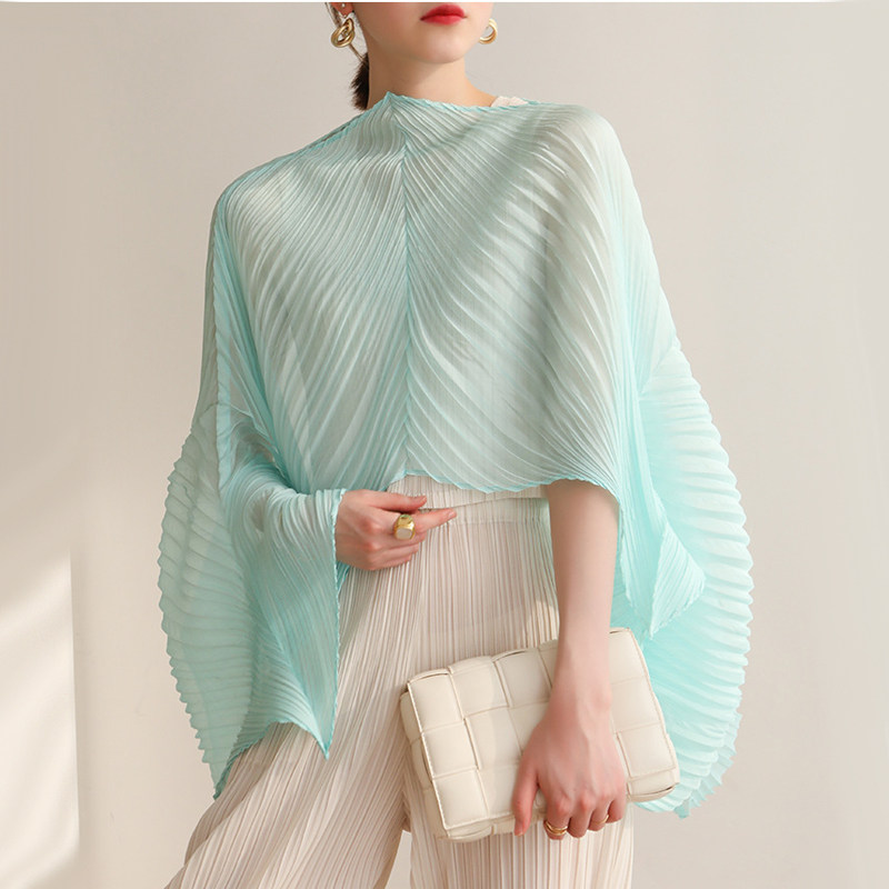 百变褶皱进口天丝面料围巾纯色丝巾披肩个性防晒衣防晒衫夏季日系