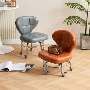 移动椅子静音万向轮凳椅带娃凳子美甲换鞋滑轮凳子带刹车带轮凳椅