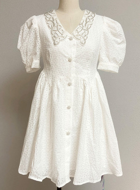 Time RoaD/汤米诺商场同款白色蕾丝高级感连衣裙夏T25233193545N