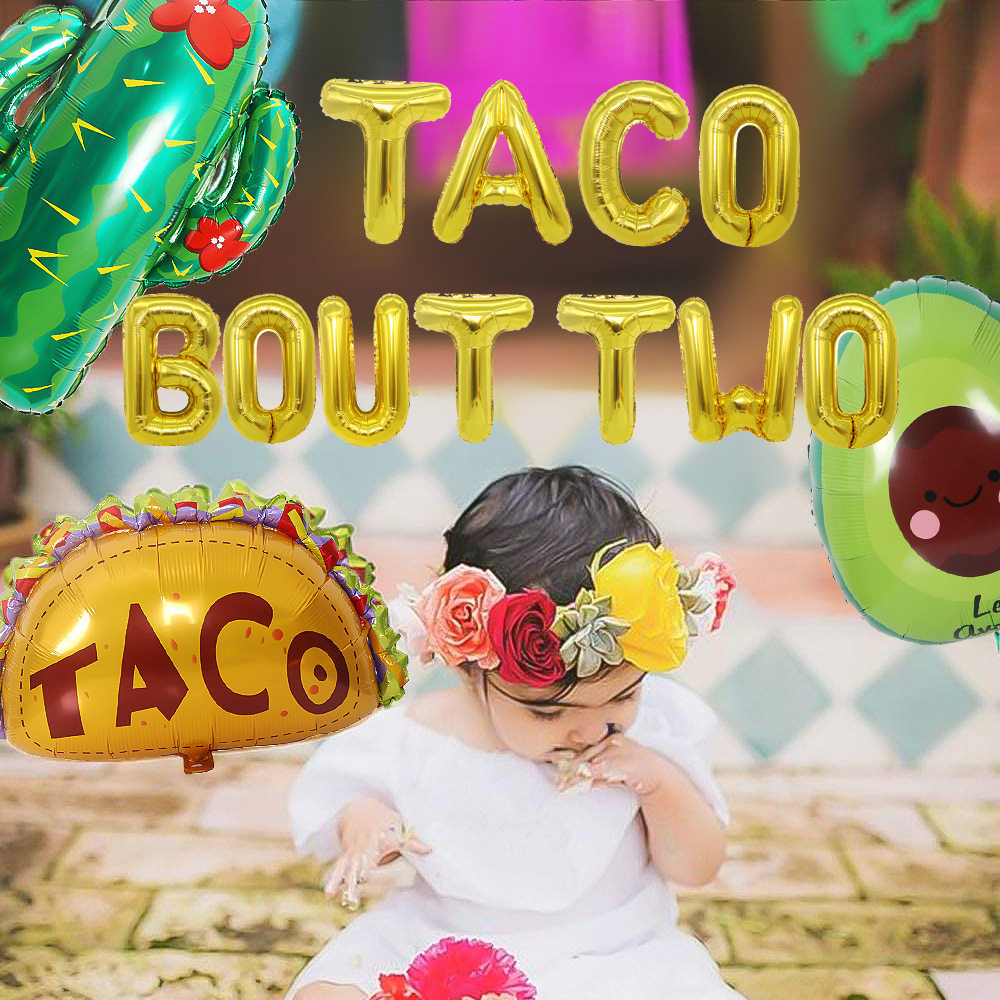 墨西哥派对装饰 taco bout two仙人掌牛油果铝膜气球套装