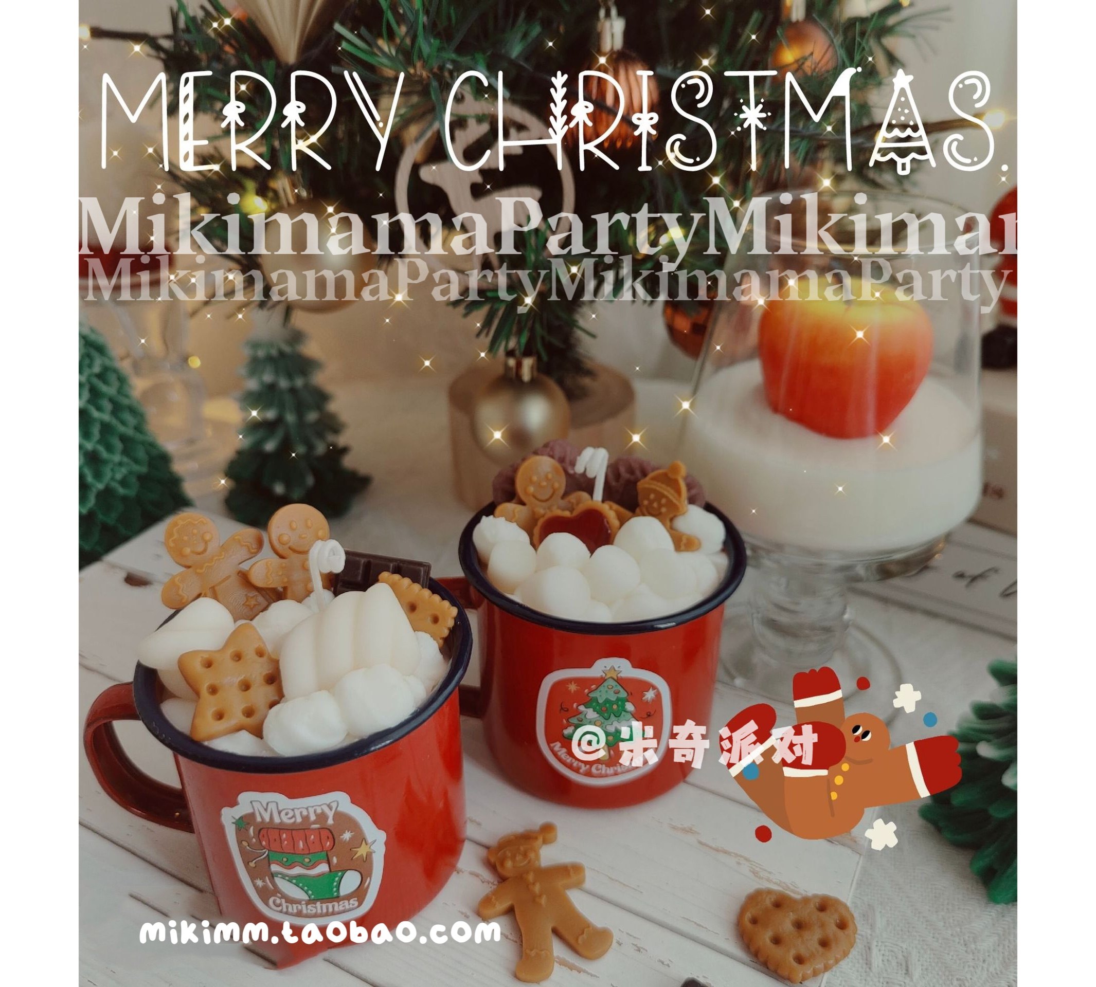 圣诞节蜡烛创意手工姜饼人棉花糖香薰摆件伴手礼跨境礼物拍摄道具