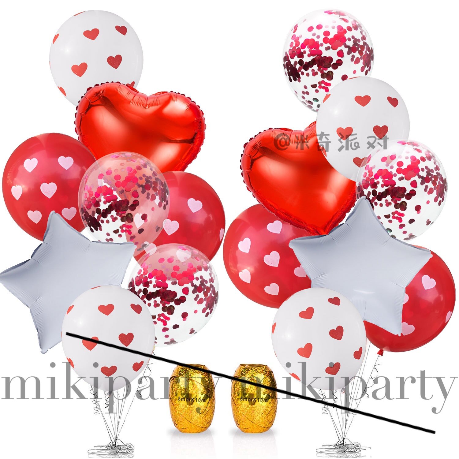 Valentine'sDay心形亮片气球套装铝箔爱心五星婚礼情人节派对装饰