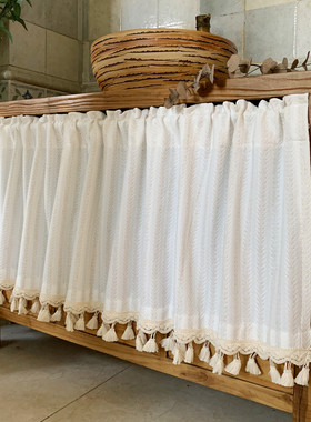 原木奶油风棉麻柜门遮挡帘收纳帘家居装饰帘柜子架子防尘遮丑柜帘