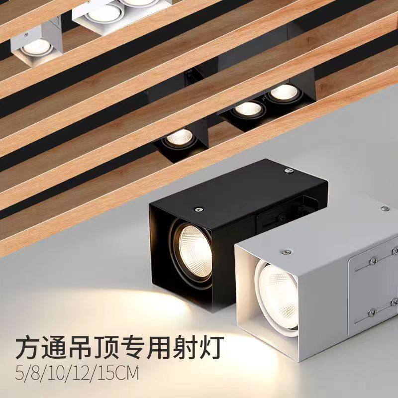 铝方通LED专用射灯双头筒灯格栅方形cob射灯明装店铺商用斗胆灯
