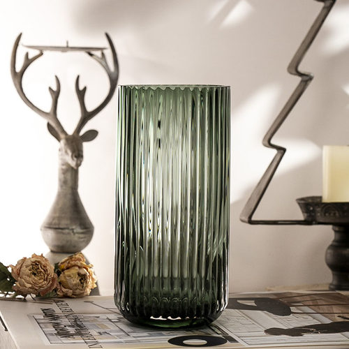 竖式条纹客厅花器简约插花瓶